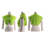 Solid Patchwork Irregular Shorts Shirt SFY-TD2333