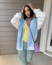 Color Blocking Long Sleeve Knits Jacket Coats TR-1276