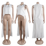 Solid Color Short Front Long Back Trailing Top NY-10548