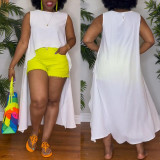 Solid Color Short Front Long Back Trailing Top NY-10548