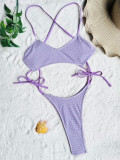 Solid Color Backless Bandage One Piece Swiimsuit CASF-6595