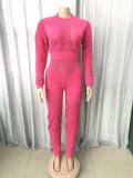 Fashion Long Sleeve Woolen Knit Jumpsuit OSM-4402