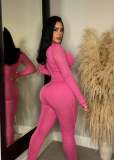 Fashion Long Sleeve Woolen Knit Jumpsuit OSM-4402