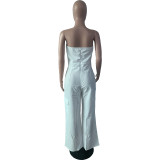 Plus Size Solid Color Tube Tops Slim Jumpsuit MK-C3183