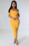 Sexy One Shoulder Solid Midi Dress XHXF-315