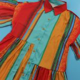 Plus Size Contrast Color Patchwork Shirt Dress NY-10552