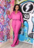 Solid Color Zipper Long Sleeve Pants Sport Two Piece Set AIL-251