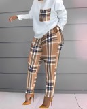 Plus Size Casual Print Long Sleeve Pants Two Piece Set GSRX-9076