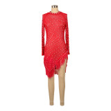 Hot Drilling Sexy Mesh Hollow Out Bodycon Dress AIL-230