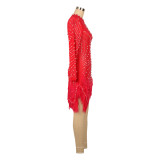 Hot Drilling Sexy Mesh Hollow Out Bodycon Dress AIL-230