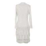 Hot Drilling Sexy Mesh Hollow Out Bodycon Dress AIL-230