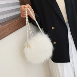 Pearl Chain Tote Shoulder Crossbody Fur Bag HCFB-156121