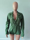 Fashion Solid Color Long Sleeve Denim Romper BS-1355