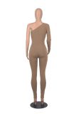 Solid Color Single Shoulder Slim Jumpsuit MZ-2809