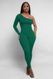Solid Color Single Shoulder Slim Jumpsuit MZ-2809