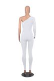 Solid Color Single Shoulder Slim Jumpsuit MZ-2809