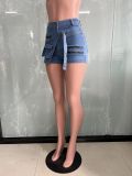 Fashion Zipper Multi-Pocket Denim Shorts LX-3553