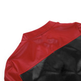 Fashion Contrast Color Short Leather Coat FL-YY23427