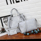 Solid Color Tote Shoulder Crossbody Bag Four Piece Set HCFB-31209