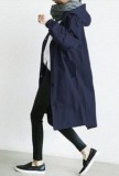 Plus Size Solid Color Long Sleeve Hooded Wind Coat GOFY-X2279