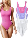 Plus Size U Neck Sleeveless Tank Tight Bodysuit GOFY-130