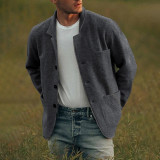 Men Plus Size Solid Color Fashion Single Breasted Jacket Coat GOFY-D25