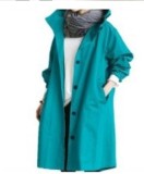 Plus Size Solid Color Long Sleeve Hooded Wind Coat GOFY-X2279