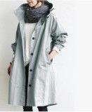 Plus Size Solid Color Long Sleeve Hooded Wind Coat GOFY-X2279