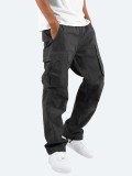 Men Plus Size Solid Color Drawstring Pocket Pant GOFY-008