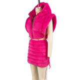 Vest Faux Fur Padded Cotton Short Skirt Suit ZSD-0627