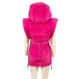 Vest Faux Fur Padded Cotton Short Skirt Suit ZSD-0627