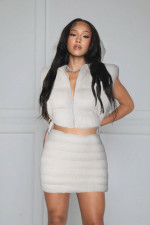 Vest Faux Fur Padded Cotton Short Skirt Suit ZSD-0627