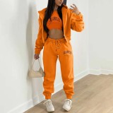 Christmas Padded Printed Hooded Sweatshirt Sport Three Piece Pants Set TK-001