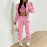 Christmas Padded Printed Hooded Sweatshirt Sport Three Piece Pants Set TK-001