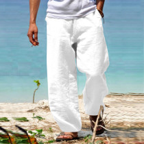 Men Plus Size Solid Hip Hop Straight Leg Pants GXWF-23057