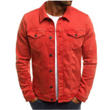 Men Plus Size Solid Long Sleeve Denim Jacket Coat GXWF-ck132
