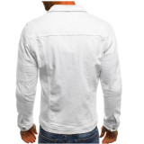 Men Plus Size Solid Long Sleeve Denim Jacket Coat GXWF-ck132