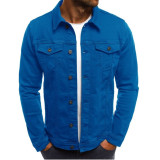 Men Plus Size Solid Long Sleeve Denim Jacket Coat GXWF-ck132