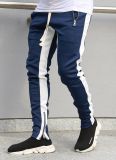 Men Stripe Patchwork Zipper Sport Pant GXWF-CK-16