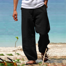 Men Plus Size Solid Hip Hop Straight Leg Pants GXWF-23057