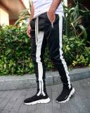 Men Stripe Patchwork Zipper Sport Pant GXWF-CK-16