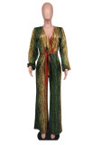 Fashion Print Long Sleeve Straight Jumpsuit XHXF-8684