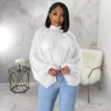 Shawl Laced Up Chiffon Bat Sleeve Top YF-10512