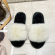 Home Casual Rabbit Fur One Word Flat Slippers ZFLX-FL-16