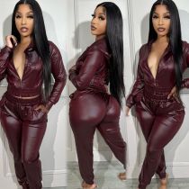 Casual Long Sleeve Zipper Hoodies Sport 2 Piece Pants Set AIL-255