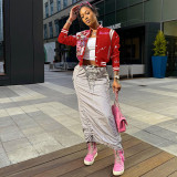 Fashion Print Cardigan Baseball Jacket Coat FSXF-529