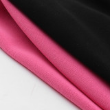 Shoulder Pads Clashing Color Short Jacket Two Piece Shorts Set FL-23549