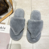 Home Flat Heel Rabbit Fur Thongs Slippers ZFLX-FL-3