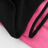 Shoulder Pads Clashing Color Short Jacket Two Piece Shorts Set FL-23549
