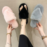 Home Flat Heel Rabbit Fur Thongs Slippers ZFLX-FL-3